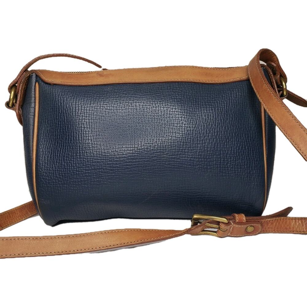 Vintage COACH Italy Blue Tan Pebbled Leather Crossbody Purse Shoulder Bag